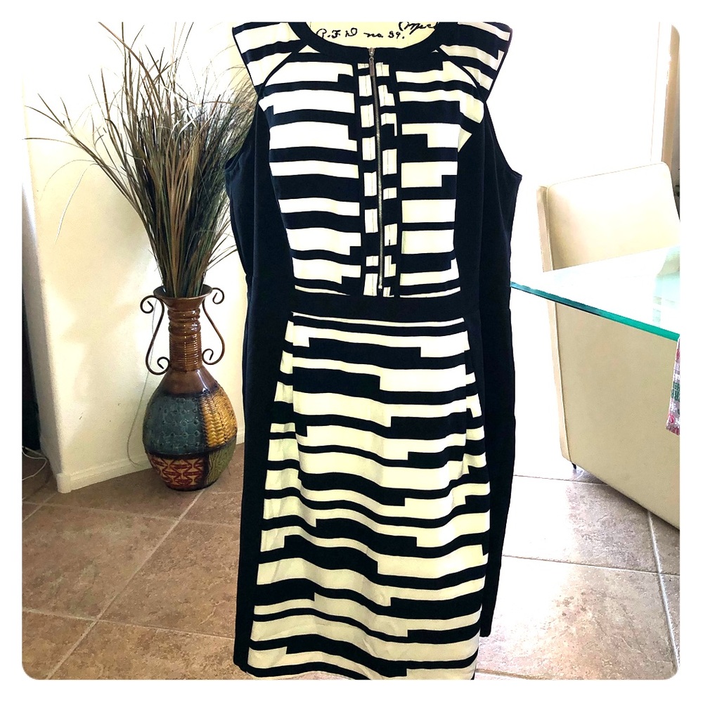 City Chic Black White Dress Size 24/XXL